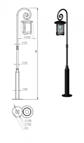 Наземный фонарь Русские фонари Valencia 190-51/brg-03 (220V, ковка)