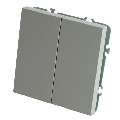 Переключатель двухклавишный перекрестный (платиново-серый, soft touch) Stekker Эмили 50166