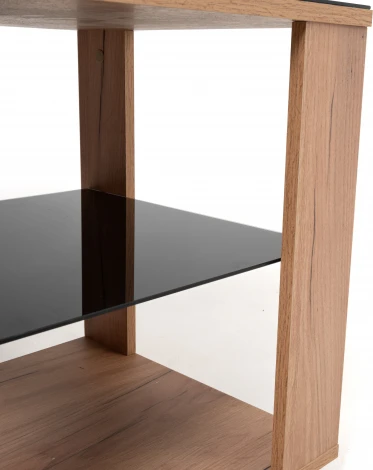 Стол журнальный BeautyStyle 6 дуб крафт золотой/стекло черное Mebelik арт.009385