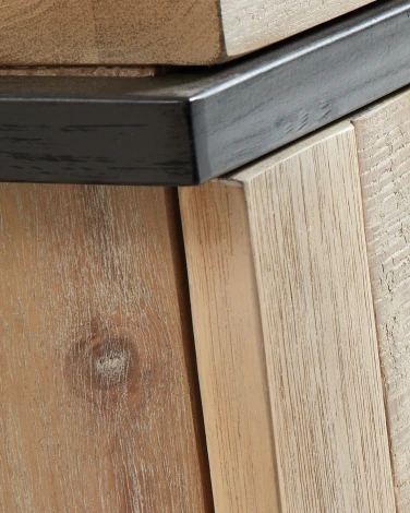 Тумба под телевизор La Forma (ex Julia Grup) Thinh (Черный/ Дерево,Сталь,Акация)