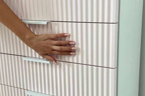 Зефир Комод Mebelson (ЛДСП,МДФ,Металл/Светлое дерево,Розовый) арт.171919,3095