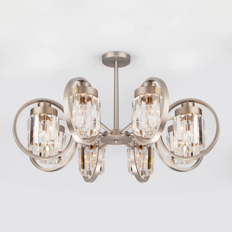 Потолочная люстра Eurosvet Loraine 10095/8 сатин-никель/прозрачный хрусталь Strotskis