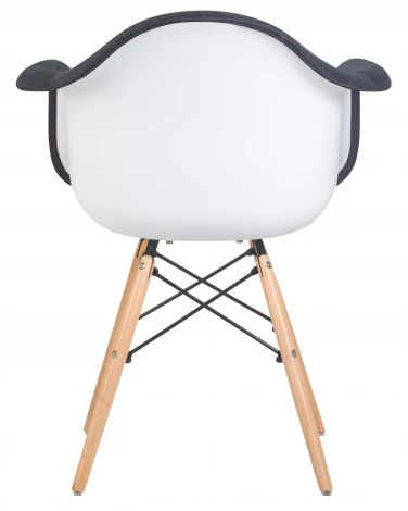 Стул обеденный DAW ROSS (ножки светлый бук, сиденье 012 белый пластик, чёрная ткань)