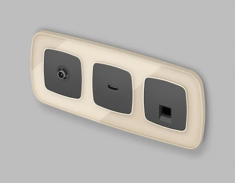 Комплект механизма Ethernet RJ-45 розетки экранированной с автоматической защитной шторкой встраиваемый (графит мягкое касание) Ambrella Volt QUANT MO912005