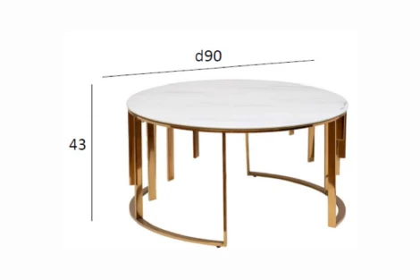 GY-10006 Стол журнальный мрам.стекло/золото d90*43см Garda Decor