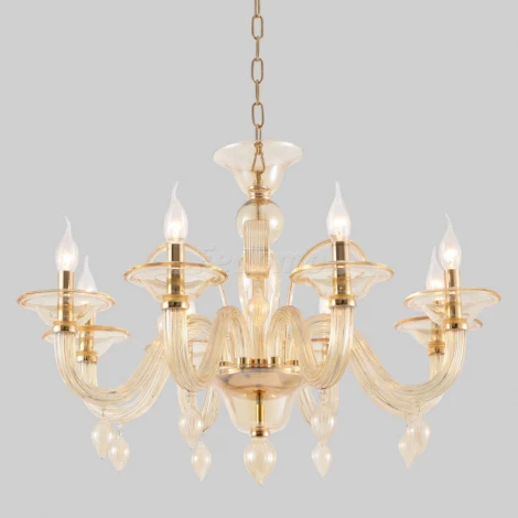 Люстра подвесная Crystal Lux Caetano, 8 ламп, золото с янтарным