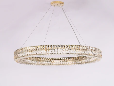 Подвесной светильник Newport 10120 10124+4/S gold (220V, хрусталь, на тросе, круглые, кольцо)