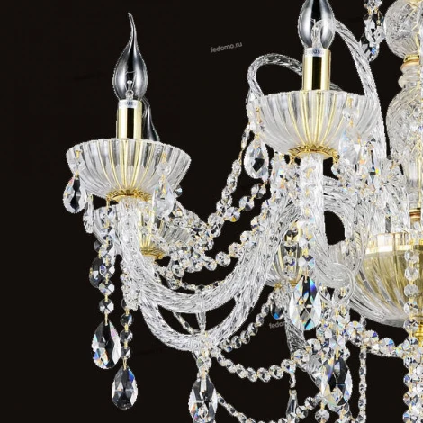 Подвесная люстра Omnilux Bonaita OML-70103-08 (220V, хрусталь, подвески, на цепи, подсвечник, свеча)