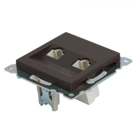 Розетка Ethernet RJ-45 двойная (шоколад) Stekker Катрин 50006