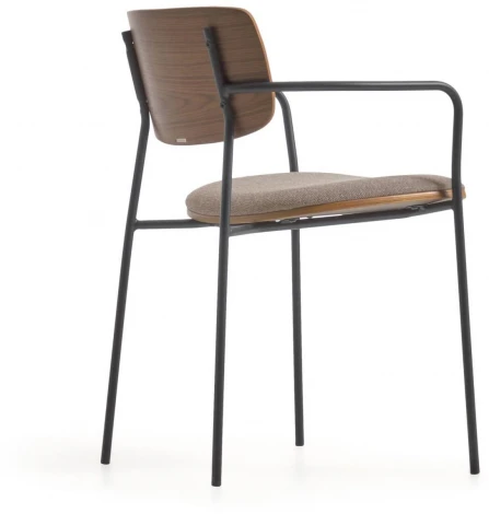 Обеденный стул La Forma (ex Julia Grup) Maureen (Коричневый/ Ясень,Шпон ореха,Дерево,Шпон,Металл,Пена)