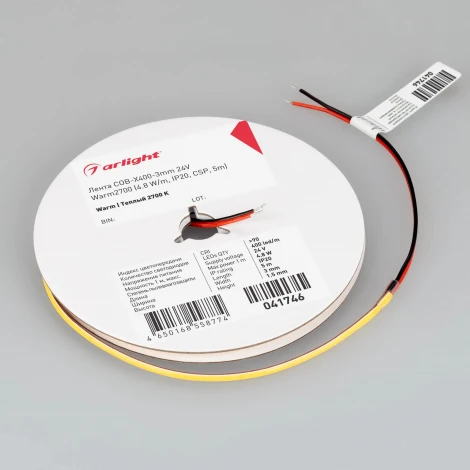 Светодиодная лента COB-X400-3mm 24V Warm2700 (4.8 W/m, IP20, 5m) (Arlight,) 041746(1)