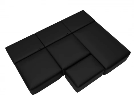 Диван угловой модульный с пуфом Лига-060 НПБ Лонг угол универсальный (ЛДСП,Брус,Фанера/Пластик/Экокожа/Черный) Лига Диванов 130070