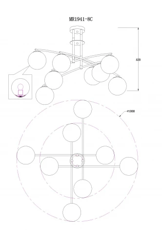 Потолочная люстра на штанге MyFar Aerton MR1941-8C (220V)