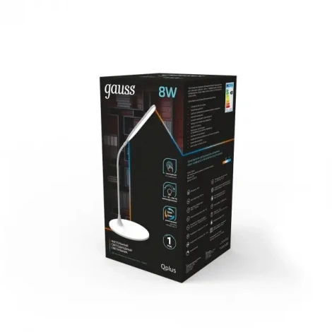 Офисная настольная лампа Gauss Qplus GT5021 (регулировка яркости, LED, 220V, диммер, сенсорный выключатель)