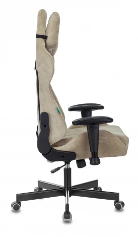 Кресло игровое Zombie VIKING KNIGHT Fabric песочный Light-21 с подголов. крестовина металл