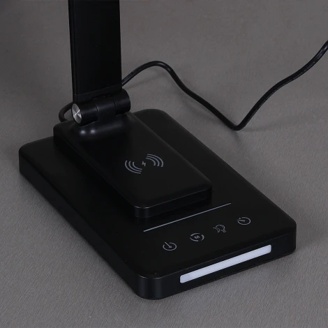 Офисная настольная лампа с беспроводным ЗУ светодиодная Reluce 05501-0.7-01 BK (220V, сенсорный выключатель)