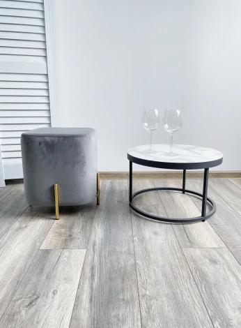 Пуф для гостиной ARES BLUVEL-14 GREY / GOLD М-City