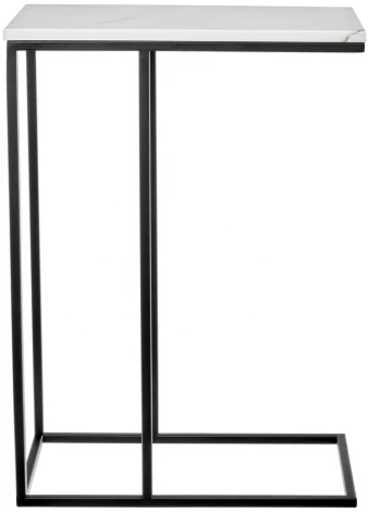 Придиванный столик Loft 50x30см, белый мрамор с черными ножками Bradex Home RF 0358