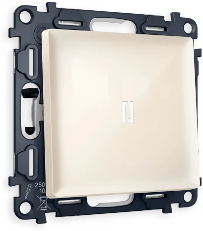 Комплект механизма Ambrella Volt 1-клавишного проходного выключателя с подсветкой 5600K ALFA MA302035 Бежевый глянец QUANT