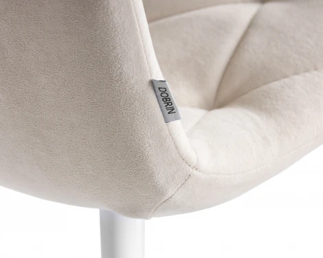 Стул обеденный DOBRIN CHILLY ROMBO (Бежевый Simple 44, основание белое) 006 ROMBO, цвет сиденья бежевый основания белый