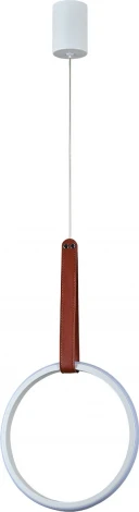Подвесной светодиодный светильник Escada Alliance 10295/1LED White 30Вт, кожа/металл/силикон, белый (220V, на проводе, кольцо)
