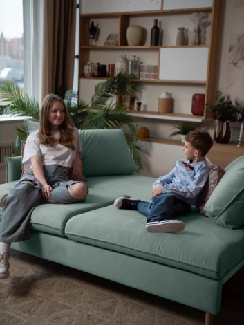 СКАНДИ Диван тканевый прямой мятный D1 furniture арт.AAA41309010