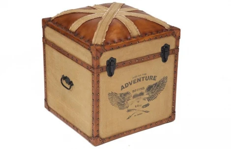 Столик-сундук Secret De Maison UNION-JACK ( mod. M-8622 ) коричневый (дерево манго/кожа буйвола/ткань хлопок)