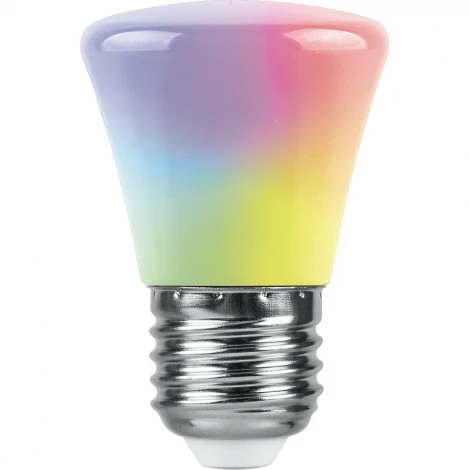 Лампочка светодиодная RGB разноцветный конус E27 1W Feron 38117