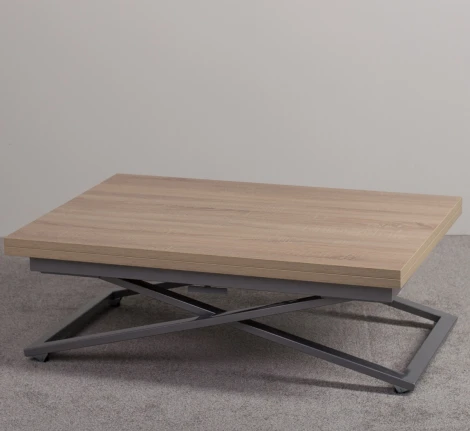 Стол-трансформер Левмар Compact D89/S59 сонома/ опоры серебро