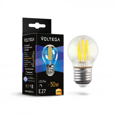 Светодиодная лампа диммируемая 5W 3000K E27 Voltega Globe dim 5W 7202