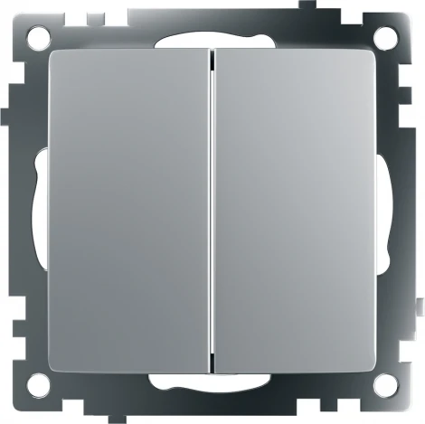 Выключатель двухклавишный (серебро) Stekker Катрин 39578