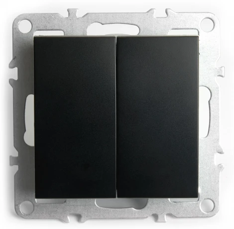 Выключатель двухклавишный (черный) Stekker Эрна 49149