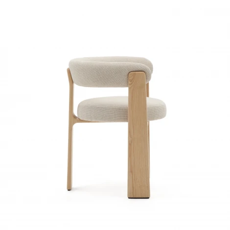 Granite Стул на 3 ножках из бежевого шенилла и массива ясеня в натуральной отделке La Forma (ex Julia Grup) арт.207759
