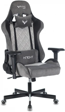 Кресло игровое Zombie VIKING 7 KNIGHT Fabric серый Loft ромбик текстиль/эко.кожа с подголов. крестовина металл