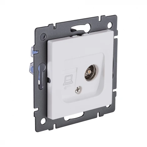 Розетка двойная TV (мама) + RJ45 белый матовый Kollinger REA-021WM для Aspekt, Eleganz, Reflex