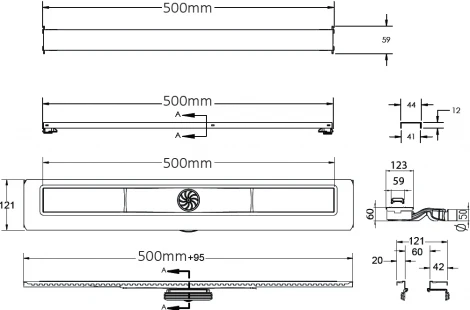 Душевой лоток Berges Wasserhaus C1 Brise 090130 50 см