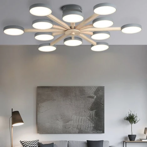 Потолочная люстра Wi-Fi на штанге Turna L12 Khaki By ImperiumLoft Turna-B01 (LED, 220V, голосовое управление, умный дом - Алиса)