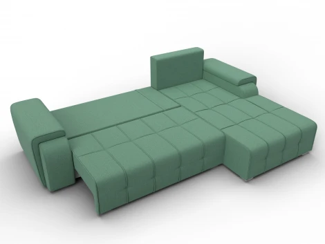 Диван угловой Лига-121 правый угол (ДСП,Брус,Рогожка/Зеленый) Лига Диванов 137344