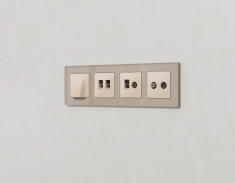 Лицевая панель для Ethernet RJ-45/телефонной RJ-11 двойной розетки (бежевый матовый) Ambrella Volt QUANT AP3321