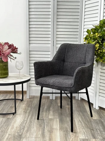 Стул AGIRA UF998-16 темно-серый, букле / черн. каркас / Товарный знак DISAUR