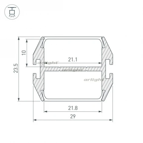 Профиль PLS-LOCK-DUAL-2000 ANOD (Алюминий) 032864 Arlight
