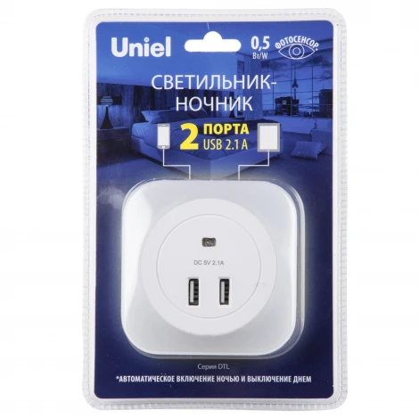 Ночник Uniel DTL-321 White/Sensor/2USB