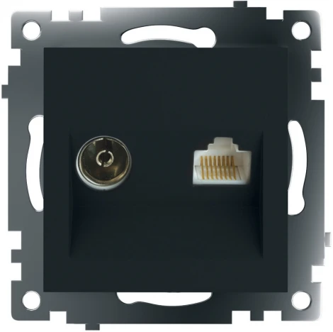 ТВ-розетка и Ethernet RJ-45 (черный) Stekker Катрин 49182
