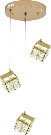 Подвесной светильник (12048/3P Gold) Indigo Radioso V000134L (LED, 220V, на проводе, куб)