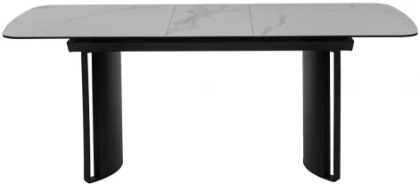 Стол RASMUS 160 TL-45 Белый мрамор, испанская керамика / черный каркас М-City