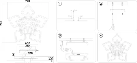 Потолочный светодиодный светильник с пультом Ambrella Acrylica Original FA8915 (регулировка яркости, 220V, умный дом - Smart Life)
