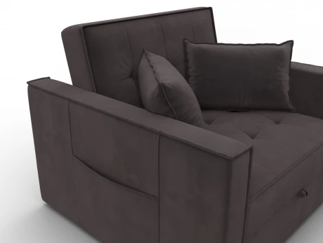 Кресло-кровать Лига-104 (80) (ЛДСП,Брус,Фанера,Велюр/Коричневый) Лига Диванов 134856