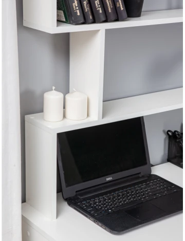 Письменный стол Woodville Дижон с надстройкой белое тиснение 553675