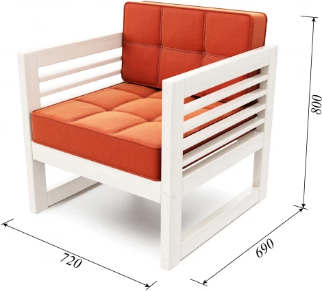 Кресло Arsko Сега беленый дуб велюр оранжевый