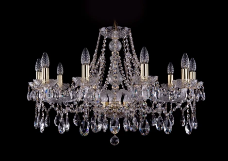 Подвесная люстра Bohemia 1413 1413/10/300/G (220V, хрусталь, на цепи, подсвечник, свеча)